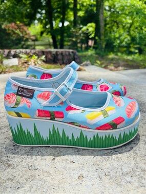 🍣Chocolaticas🍣 Mary Jane Sushiii Platform Wedges